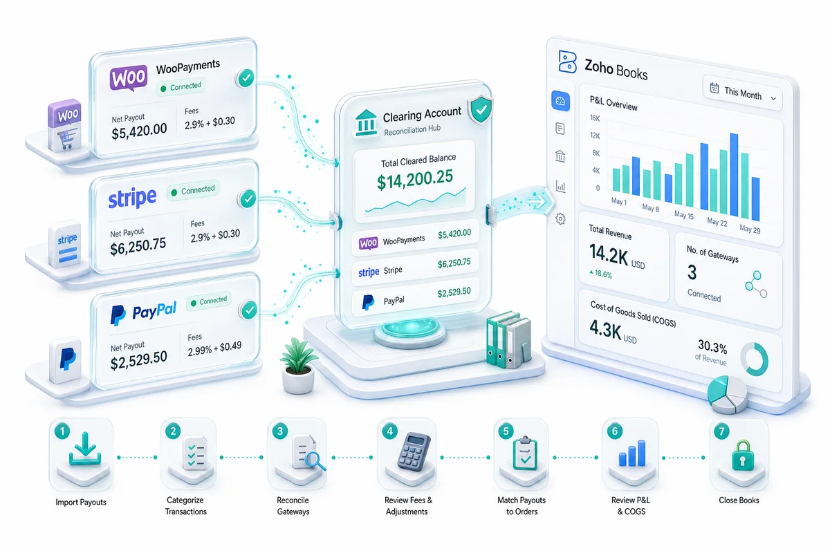 Monthly Bookkeeping for WooCommerce Sellers Using Zoho Books: A Step-by-Step Workflow