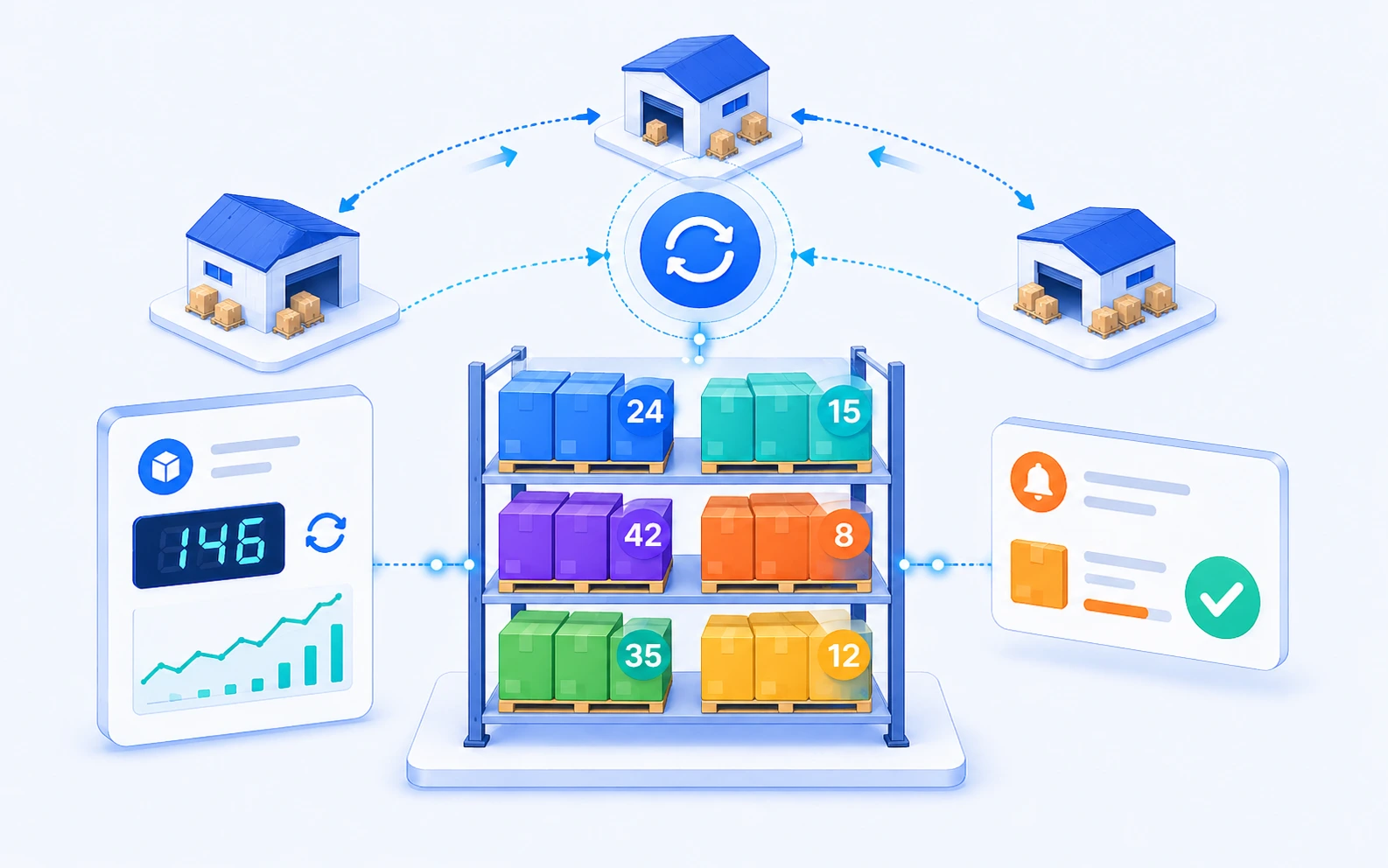 Automated inventory management, real-time stock sync across warehouses and channels