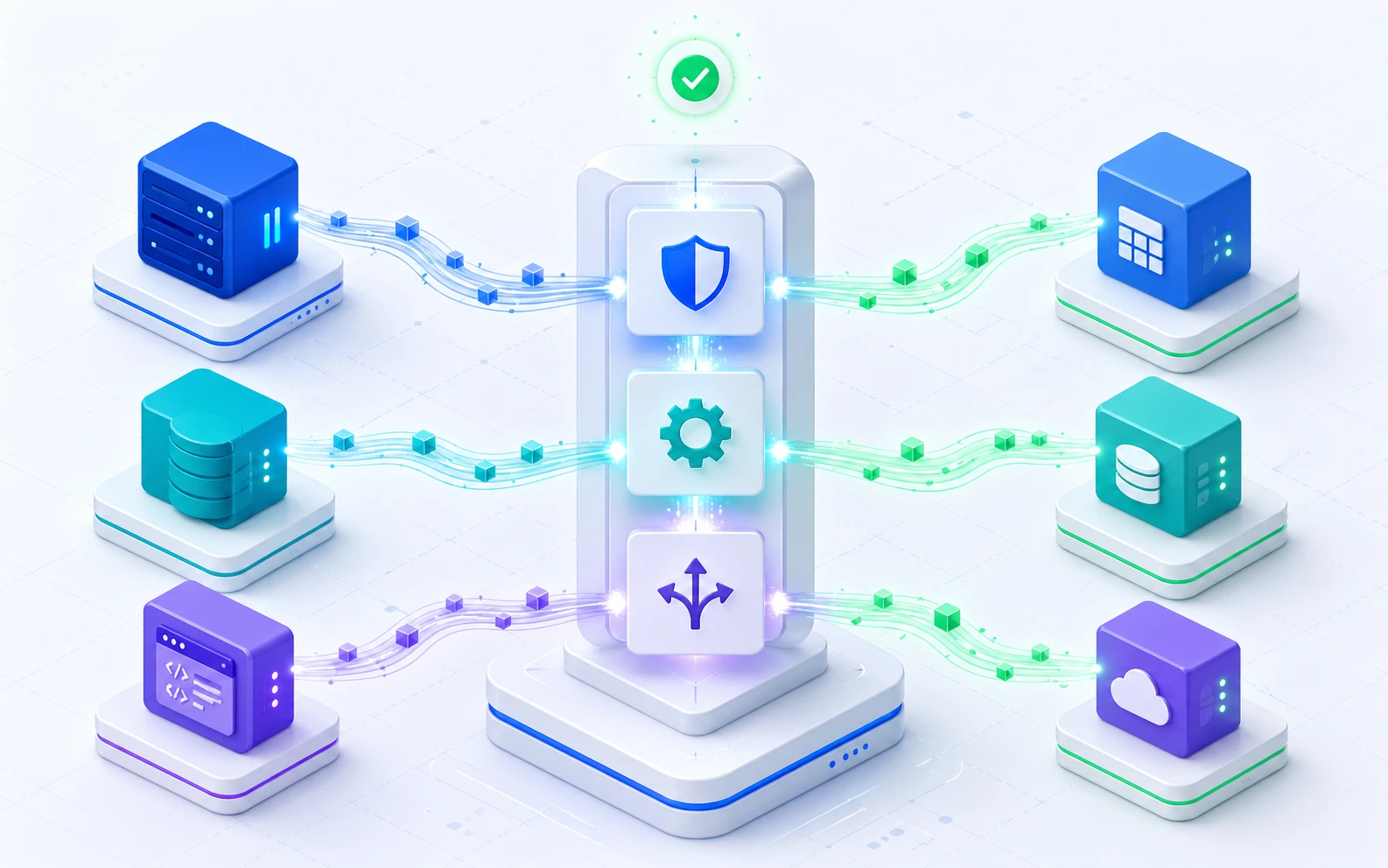 Middleware data sync with validate, transform, and route stages
